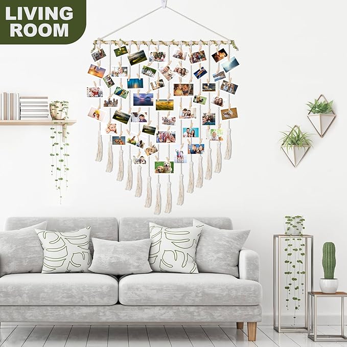 Hanging Photo Display boho bedroom decor teenage girl room decor Birthday Gifts for Grandma gift for mom Grandma’s Gifts - from Daughter, Granddaughter and Grandson - Mom Grandmothers Photo