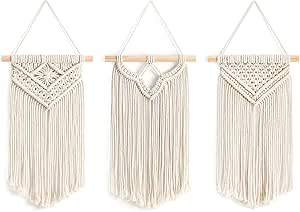 Mkono Small Macrame Wall Hanging 3 Pack Boho Art Woven Wall Decor Home Chic Decoration for Bedroom Living Room Apartment Gallery, Christmas Gift, 8" W x 14" L