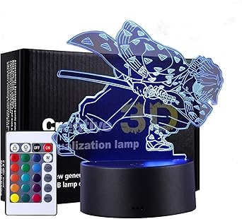 Demon Slayer Night Light, Agatsuma Zenitsu Lamp 3D Illusion Led Touch Home Child Decoration Room Gift Table Lamp Gadgets Christmas Gift