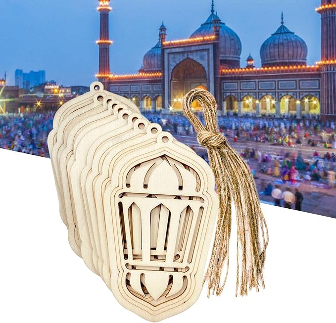 Islam Ramadan Decorations | Eid Lantern Wooden Plaque Sign Muslim Islam Wall Decor Supplies | Wall DIY Muslim Ornaments Home Outdoor Pendants