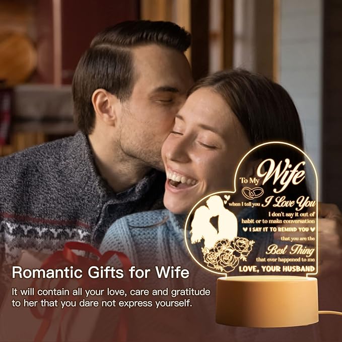 Christmas Gifts for Her Wife Wedding Anniversary Night Light Birthday Gifts for Wife, Wife Gifts on Birthday Christmas Valentines Day from Husband Anniversaries Gifts for Her Valentines Gifts for Wife
