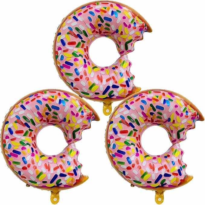 Donut Balloons Strawberry Doughnut Balloons Donut Foil Balloons for Donut Themed Party Doughnut Party Supplies Decorations Party Sets-3 PCS