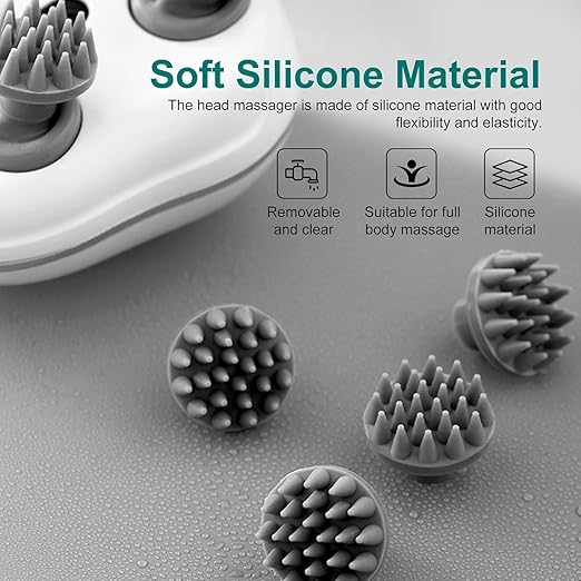 SNDYI Scalp Massager Rechargable Head Massager | 96 Silicon Kneading Points with Detachable Heads | Scalp, Body & Head Massager for Hair Growth, Stress Relax (MULTICOLOR)