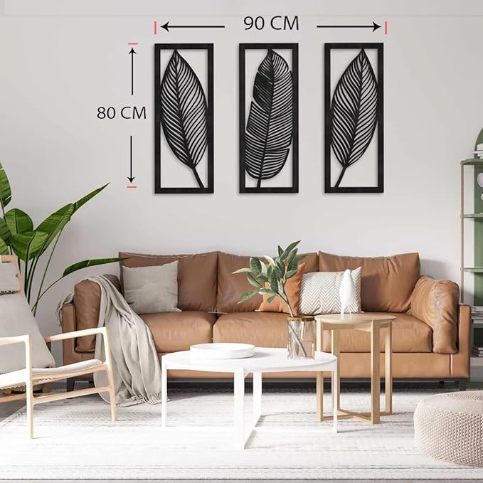 Home Gallery Leaf wooden wall decor - set of 3 each 80x30