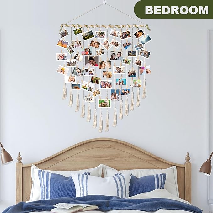 Hanging Photo Display boho bedroom decor teenage girl room decor Birthday Gifts for Grandma gift for mom Grandma’s Gifts - from Daughter, Granddaughter and Grandson - Mom Grandmothers Photo