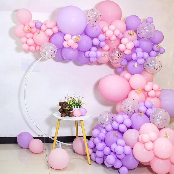 12 Inch Latex Balloons Set, Light Pink and Purple Balloons, Perfect Choice for Birthday Party, Wedding, Engagement, Party Decorations