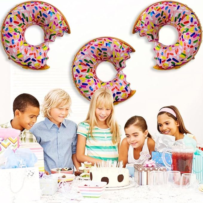Donut Balloons Strawberry Doughnut Balloons Donut Foil Balloons for Donut Themed Party Doughnut Party Supplies Decorations Party Sets-3 PCS