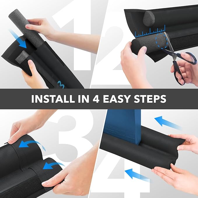 Everlasting Comfort Easy Install Under Door Draft Stopper for Bottom of Door - Keeps Warm Air in & Cold Air Out - Blocks 50% More Noise with Thick 2" Foam Strips - Adjustable Sizing 30" to 36" Wide -