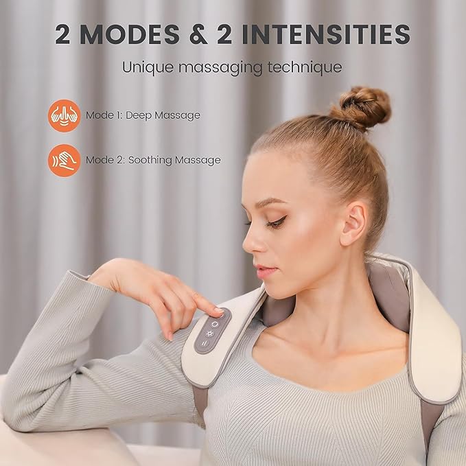 Massagers for Neck and Shoulder with Heat,Neck Massager Cordless, Massage Shiatsu Neck and Back Massager with Heat Electric Shoulder Massagers, Manual Massage