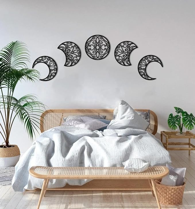 Home Gallery Lunation moon wood wall art - set of 5 each 30x30