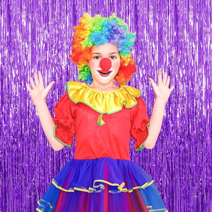 2 Pack Foil Curtain Backdrop Purple Metallic Tinsel Foil Fringe Curtains Photo Booth Props for Birthday Wedding Engagement Baby Shower Bachelorette Christmas Holiday Celebration Party Decorations