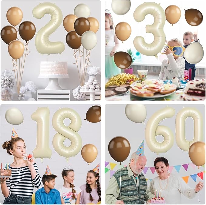 Birthday Balloon Set for Party Decorations, Retro Style, Baby Shower, Anniversary (cream white, 2nd)
