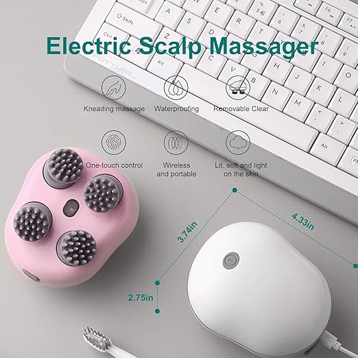 SNDYI Scalp Massager Rechargable Head Massager | 96 Silicon Kneading Points with Detachable Heads | Scalp, Body & Head Massager for Hair Growth, Stress Relax (MULTICOLOR)