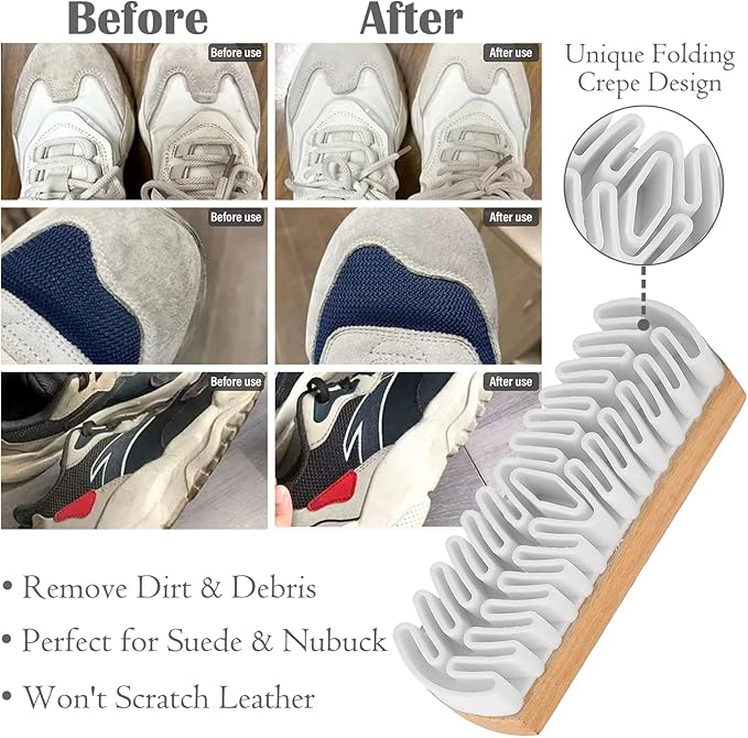 2 Pcs Suede Shoe Brush, Boot Shoe Cleaning Brush Suede Cleaner Brush Soft TPR Suede Eraser Folded Crepe Shoe Brushes for Cleaning Magic Silicone Suede Nubuck on Boots, Shoes, Jackets, Leather
