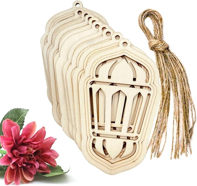 Islam Ramadan Decorations | Eid Lantern Wooden Plaque Sign Muslim Islam Wall Decor Supplies | Wall DIY Muslim Ornaments Home Outdoor Pendants