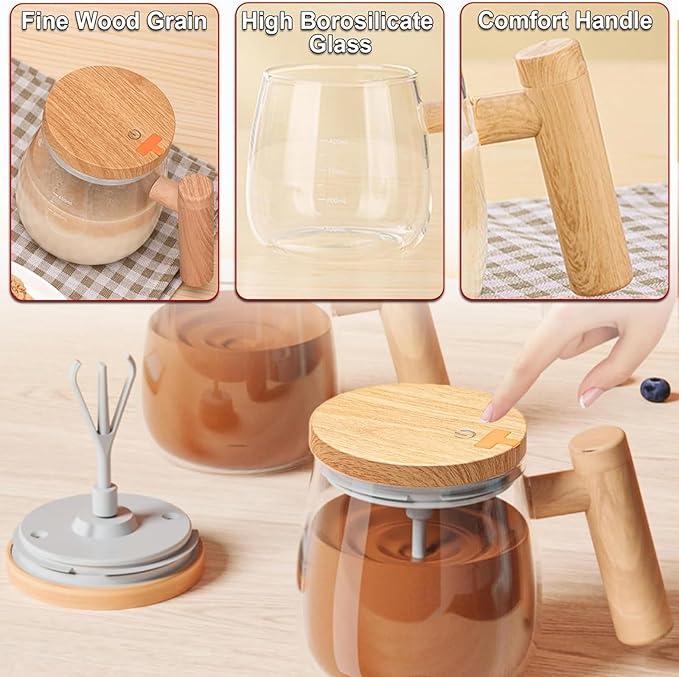2024 New Self Mug with Lid, USB Charging Self Stirring Coffee Mug, Electric High Speed Mixing Cup, Waterproof Glass Self Stirring Travel Coffee Mug, for Home/Office (Colorful)