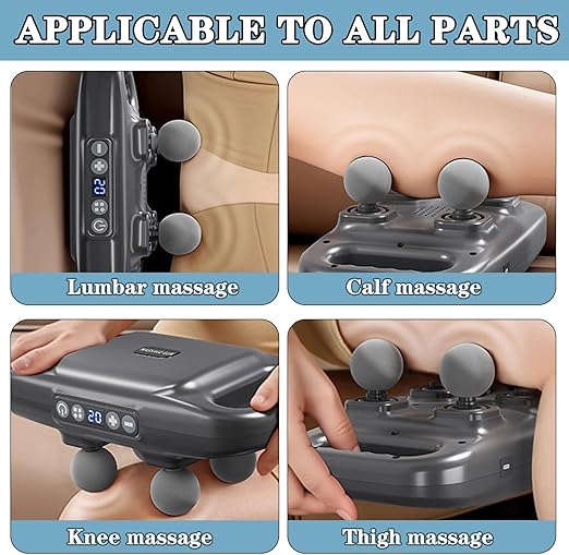 4-Head Massage Gun Deep Tissue, Muscle Massager with 20 Intensities & 6 Modes, 4-Head Back Massager for Pain Relief in Back, Leg, Neck, Shoulder and Body