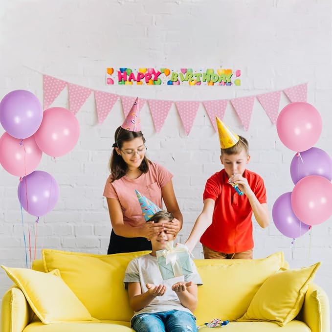 12 Inch Latex Balloons Set, Light Pink and Purple Balloons, Perfect Choice for Birthday Party, Wedding, Engagement, Party Decorations