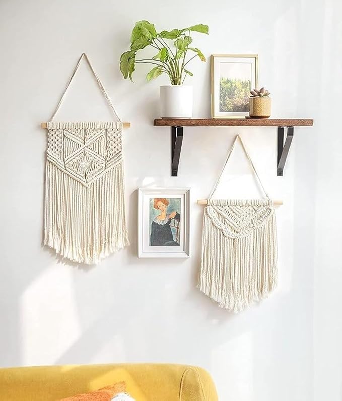 Home Gallery Set of 2 Macrame Wall Hanging Art Woven Wall Decoration Handmade