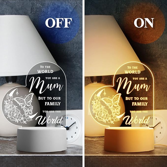 Vetbuosa Mum Gifts from Daughter and Son, Acrylic Night Light Mum Birthday Gifts Idea, Mother Gifts for Mothers Day Birthday Christmas, Presents for Mum, Mother in Law, New Mum, Stepmum USB Lamp