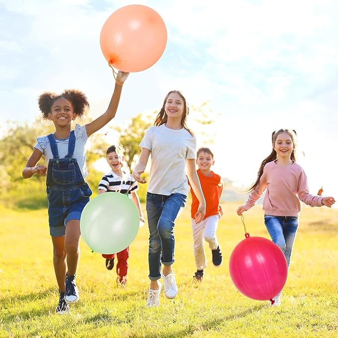 36 Punch Balloons Punching Balloon Heavy Duty Party Favors For Kids, Bouncy Balls with Rubber Band Handle for Birthday Party, Goodie Bag, Stocking Stuffers for Kids