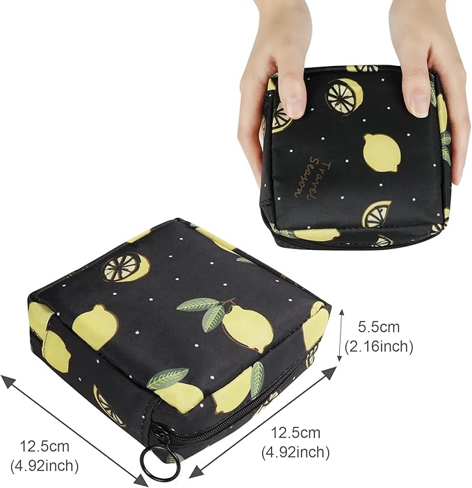 Sanitary Pads Storage Bag, Pack of 2 Reusable Menstrual Cup Bag, Nylon Portable Sanitary Towel Storage Organiser with Zipper for Girls Women (Green)