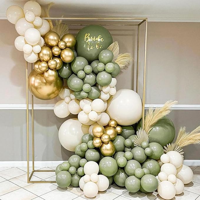 Party Balloon Set for Birthday and Wedding Celebrations, All Ages, Unisex (confetti gold and sage green, 1)