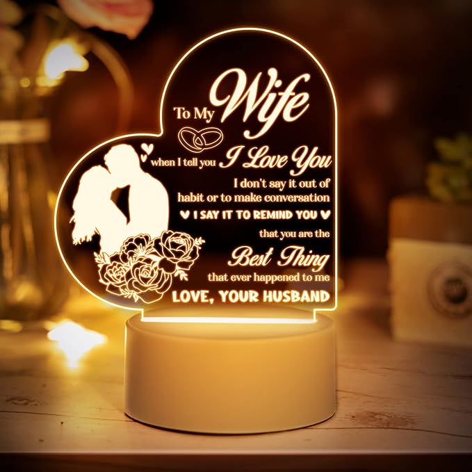 Christmas Gifts for Her Wife Wedding Anniversary Night Light Birthday Gifts for Wife, Wife Gifts on Birthday Christmas Valentines Day from Husband Anniversaries Gifts for Her Valentines Gifts for Wife