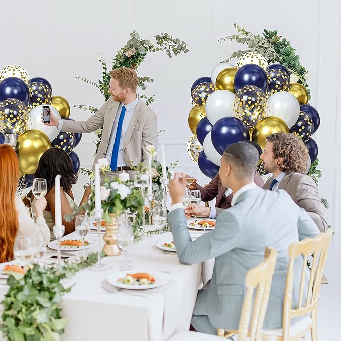 Blue Gold White Balloons and Gold Confetti Balloons for Wedding Bridal Shower Birthday Baby Shower Party Decoration