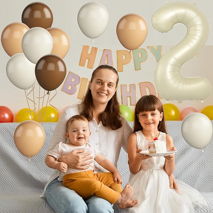 Birthday Balloon Set for Party Decorations, Retro Style, Baby Shower, Anniversary (cream white, 2nd)