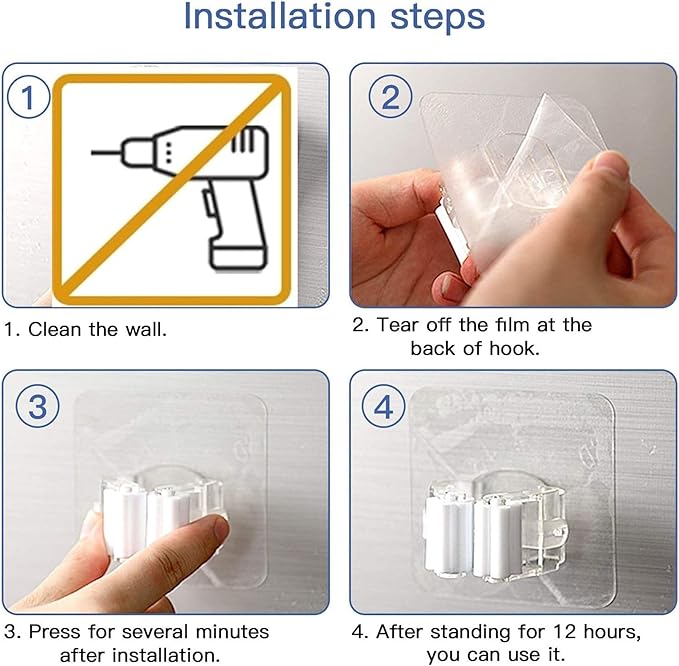 3 Pack Broom Mop Holder Broom Mop Holder Broom Gripper Holds Self Adhesive Reusable No Drilling Anti-Slip Wall Mounted Storage Rack Storage & Organization for Your Home, Kitchen,Bathroom and Wardrobe