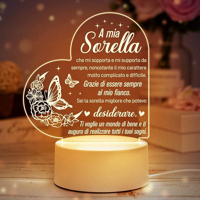 Buioata Sister Gift, Sister Birthday Gift - Night Light, Gift Ideas for Sister, Sister Birthday Gift, Sister Gift, Mother's Day Christmas Anniversary Graduation Gifts, Sister Gifts
