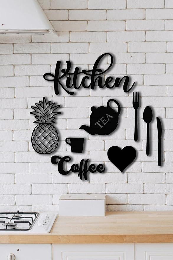 Kitchen 9 Piece Kitchen Laser Cut Wood Wall Decoration
