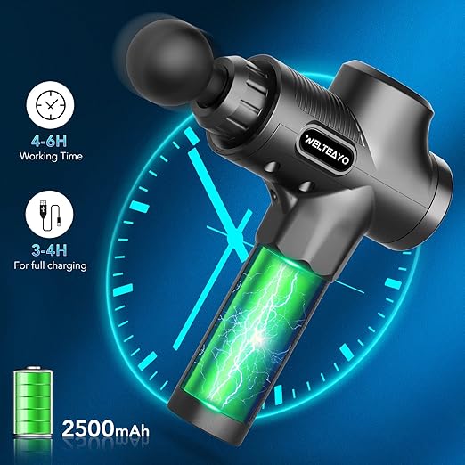 Muscle Massage Gun, Handheld Deep Tissue Muscle Relief Massager, Portable Personal Massage Gun for Exercising Pain Relief (30 Speeds-6 Heads)