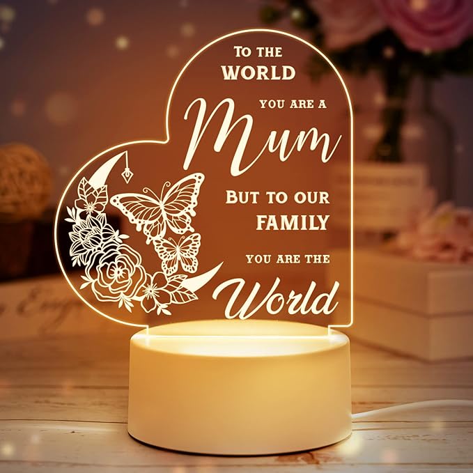 Vetbuosa Mum Gifts from Daughter and Son, Acrylic Night Light Mum Birthday Gifts Idea, Mother Gifts for Mothers Day Birthday Christmas, Presents for Mum, Mother in Law, New Mum, Stepmum USB Lamp