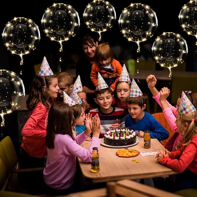 10 Packs LED Light Up Balloons,Transparent Luminous Balloons LED Fairy Lights Bobo Balloons with 3 Meters Lights,Helium Glow Balloons for Birthday,Wedding,Christmas,Party Decor-Warm Light