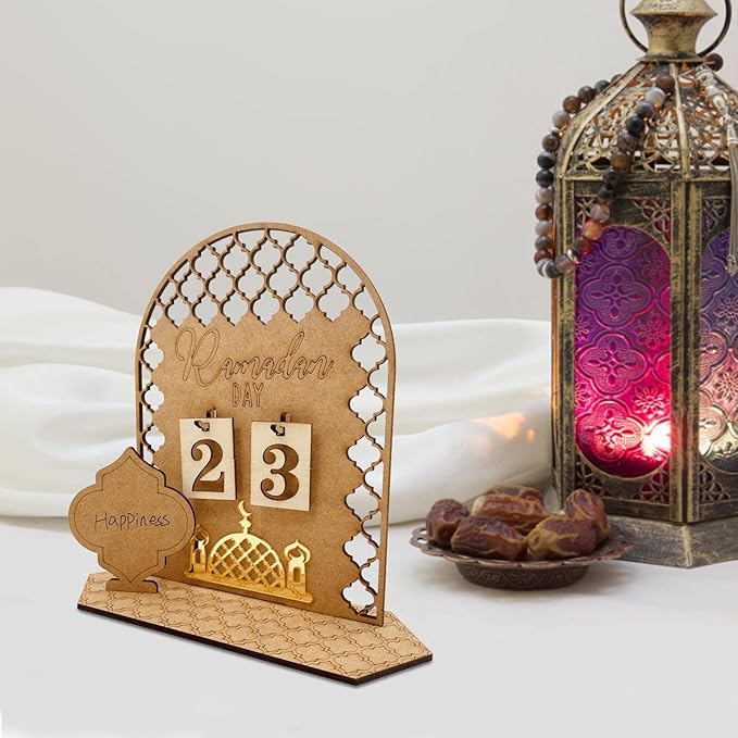 2023 Ramadan Countdown Calendar - DIY Wooden Countdown Calendars | Eid Mu Barak Wooden Ramadan Decoration Decor | Home Party Decoration Craft Ornament
