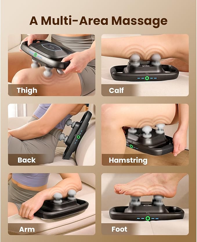 BOB AND BRAD A1 4-Head Massage Gun Deep Tissue, FSA HSA Eligible, 4 Intensity, Replaceable Massager Heads and Plate, Electric Percussion Massage Gun Tool for Back, Shoulder, Neck, Muscle, Athletes