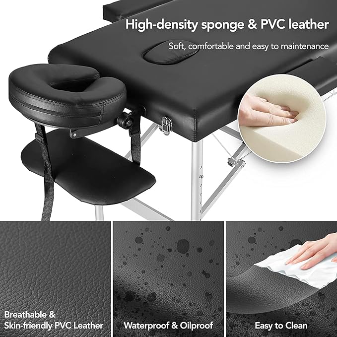 Portable Massage Bed Lash Bed Facial Table SPA Beds Height Adjustable Salon Tattoo Esthetician Bed with Carrying Bag & Accessories for Shop & Home