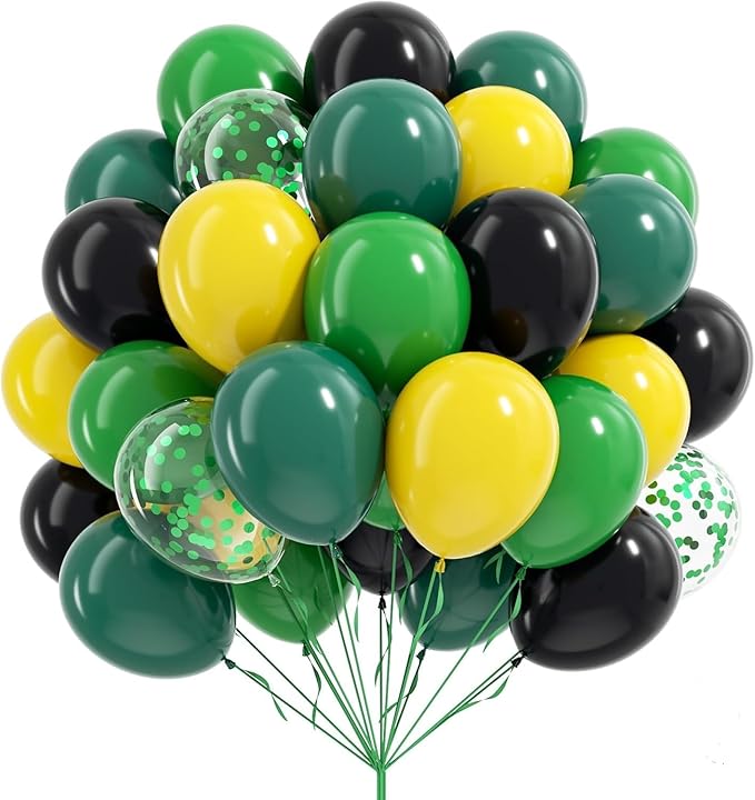 60pcs Tractor Balloons 12inch with Black Green and Yellow Balloons for Baby Shower Farm Tractor Birthday Party Decorations
