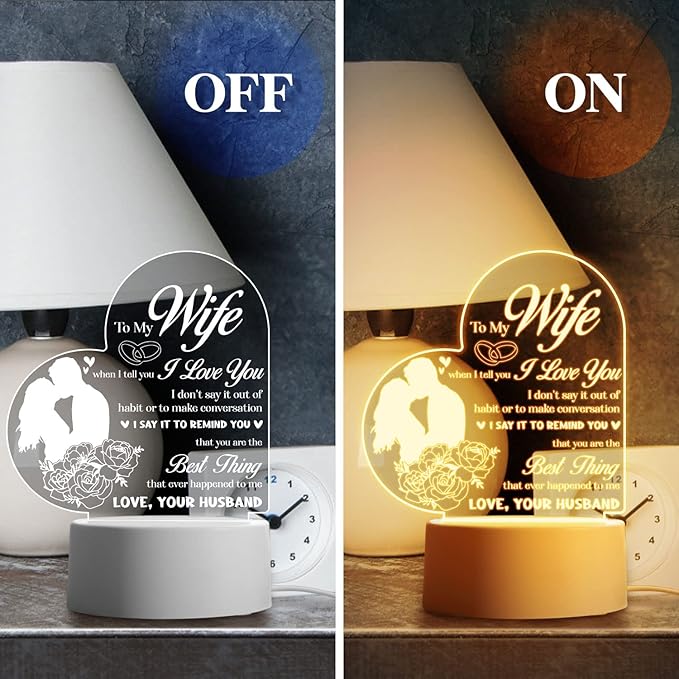 Christmas Gifts for Her Wife Wedding Anniversary Night Light Birthday Gifts for Wife, Wife Gifts on Birthday Christmas Valentines Day from Husband Anniversaries Gifts for Her Valentines Gifts for Wife