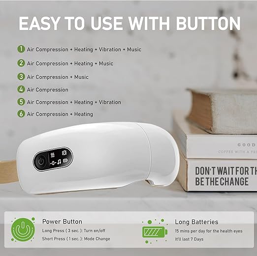 Eye Massager with Heat, (FSA or HSA Eligible) Rechargeable Eyes Massage Machine, Heated Eye Massage for Migraine Relief, Eye Mask Relieve Eye Strain and Fatigue, Easy Tension and Improve Sleep