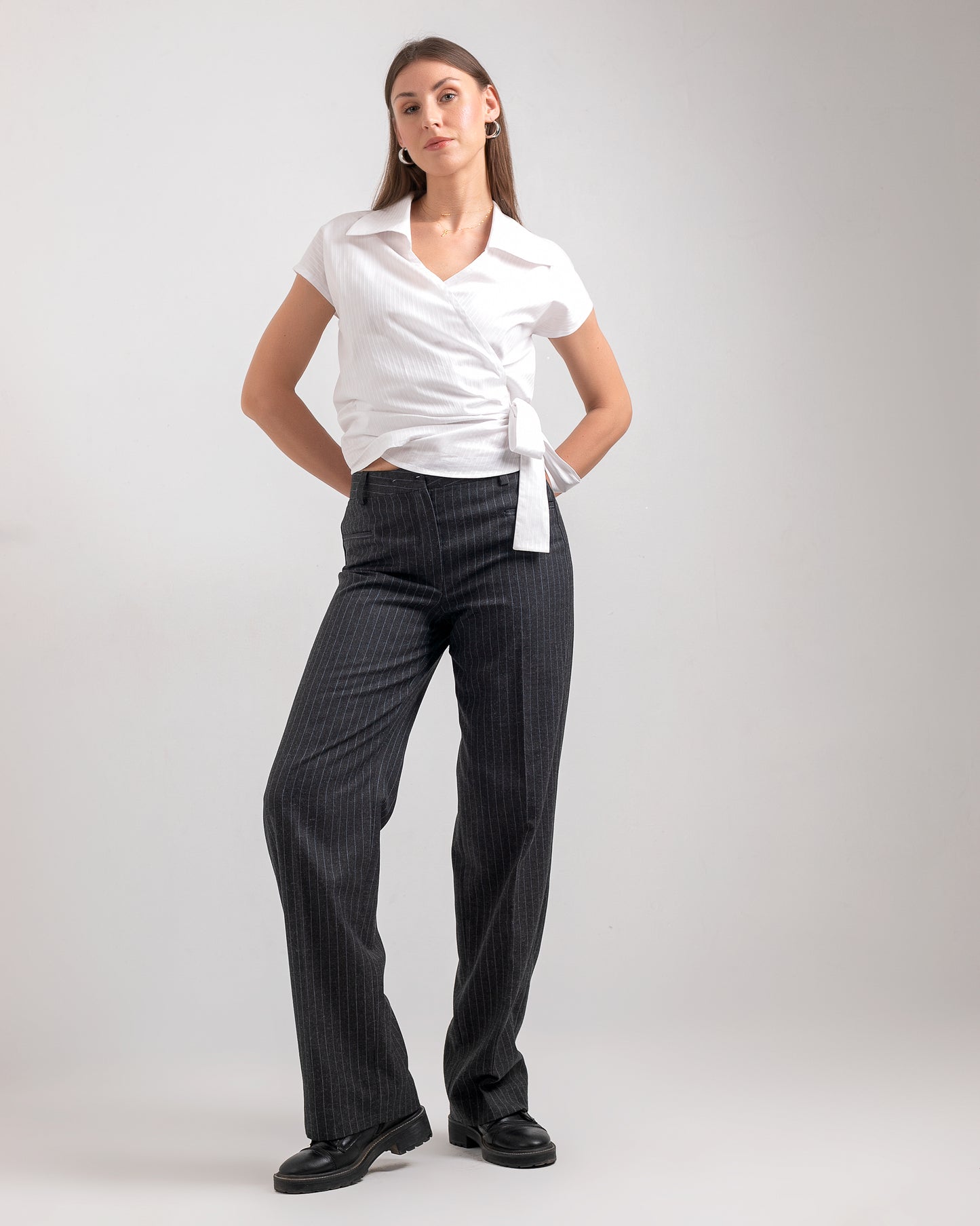 WRAP WHITE COTTON BLOUSE