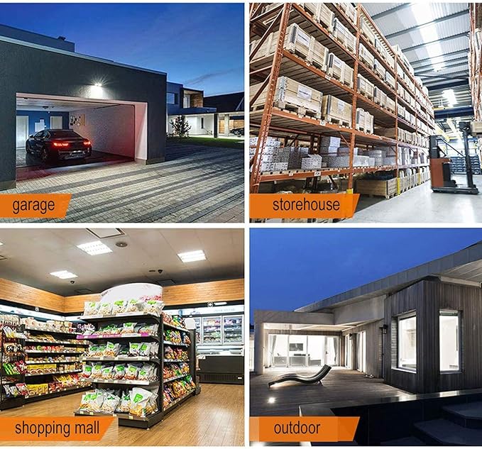 Garage Lights, Deformable LED Garage Ceiling Lights with 4 Adjustable Panels, LED Shop Lights for Garage, Basement, Barn, High Bay Light