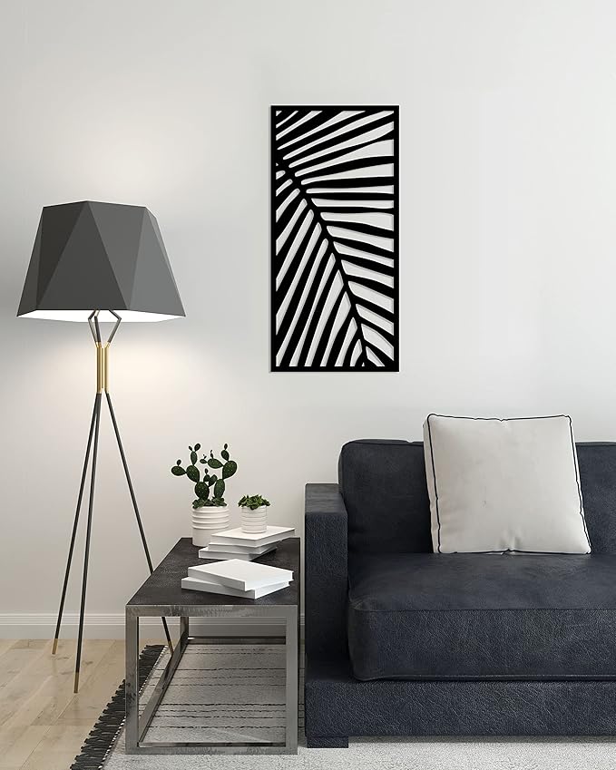 Home gallery decorative palm leaf wooden wall art 40x80 cm
