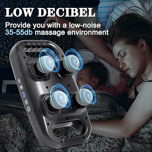 4-Head Massage Gun Deep Tissue, Muscle Massager with 20 Intensities & 6 Modes, 4-Head Back Massager for Pain Relief in Back, Leg, Neck, Shoulder and Body