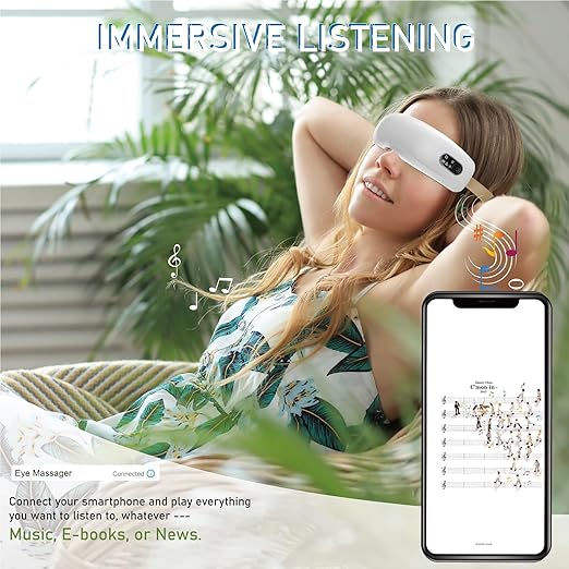 Eye Massager with Heat, (FSA or HSA Eligible) Rechargeable Eyes Massage Machine, Heated Eye Massage for Migraine Relief, Eye Mask Relieve Eye Strain and Fatigue, Easy Tension and Improve Sleep