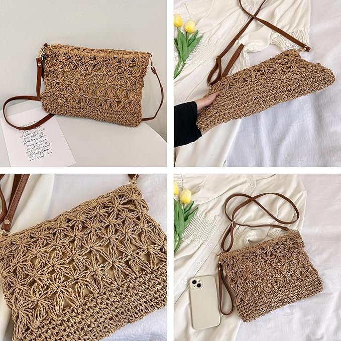 MAYSUNGZ Straw Clutch Purses for Women Summer Straw Crossbody Bag