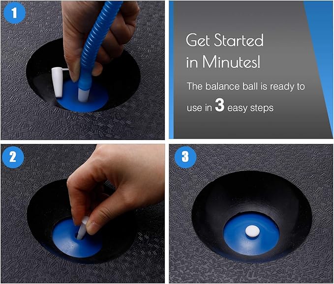 ZELUS Balance Ball Trainer, Non-Slip Balance Ball, Half Ball with Resistance Bands, Gymnastics Ball for Yoga, Fitness, Strength Training, Core Training, Balance Training (Blue)