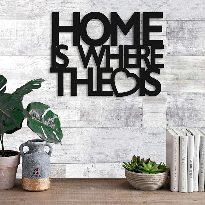 Art Street Home Love Theme Wall Plaque MDF Cutout Painted Wall Sign for Home Decoration (Size - 7.5 x 10 Inchs)